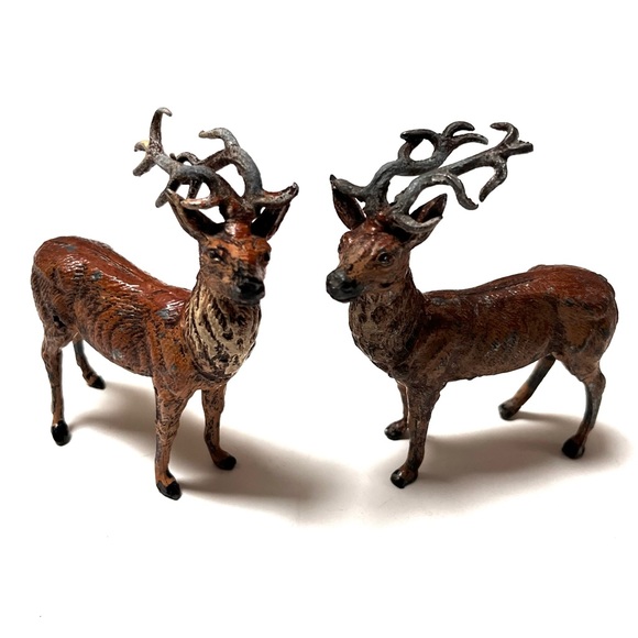 Vintage Cast Metal Reindeer Lead Antler Putz Germany - Picture 8 of 10